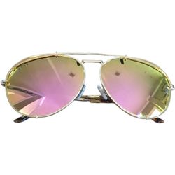 Diff Eyewear Aviator Sunglasses Koko GD-PK22 Oversized Gold Frame Pink Lens
