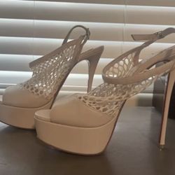 $1245 CHRISTIAN LOUBOUTIN Plougesta ALTA 150mmfishnet Platform Heel Pumps Sz 41