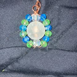 |FAKE| Handmade Copper Wire-Wrapped Pendant with Central Frosted Round Bead