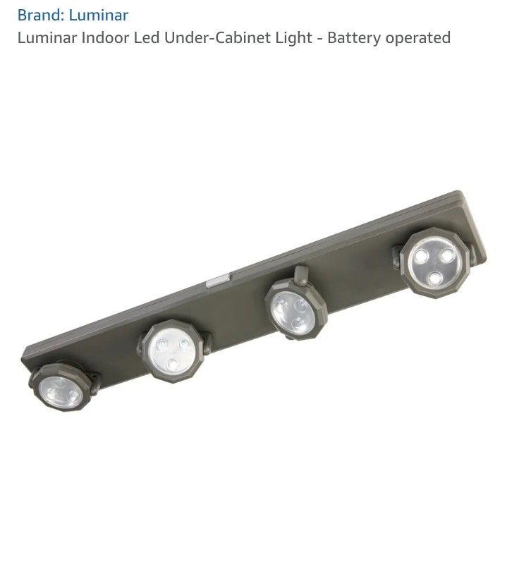 Luminar Indoor LED Under-Cabinet Light – Battery Operated (4-Pack)