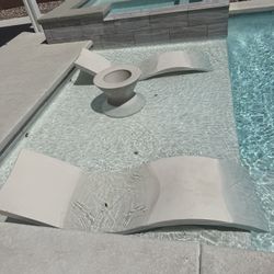 Pool Lounge Chairs W/ Pool Umbrella Ice Chest