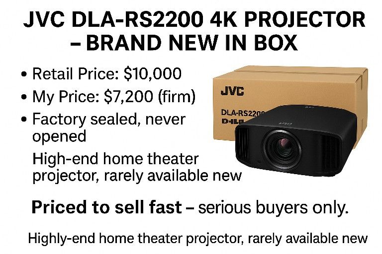 JVC DLA-RS2200 Native 4K HDR Projector – Brand New in Box