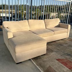 (Sold) Living Spaces Taren Beige Sectional Sofa with Left Chaise
