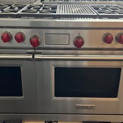 Wolf 48”Wide Dual Fuel Range Stove In Stainless Steel With Grill 