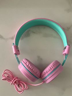 Kids Pink and Teal Wired On-Ear Headphone