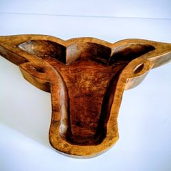Vintage Longhorn Dough Wooden Bowl