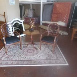 Set Of Two Armchairs Wood Table And Lamp Sold As Complete Set Only Located 2718 Jacksboro Highway $80 For All