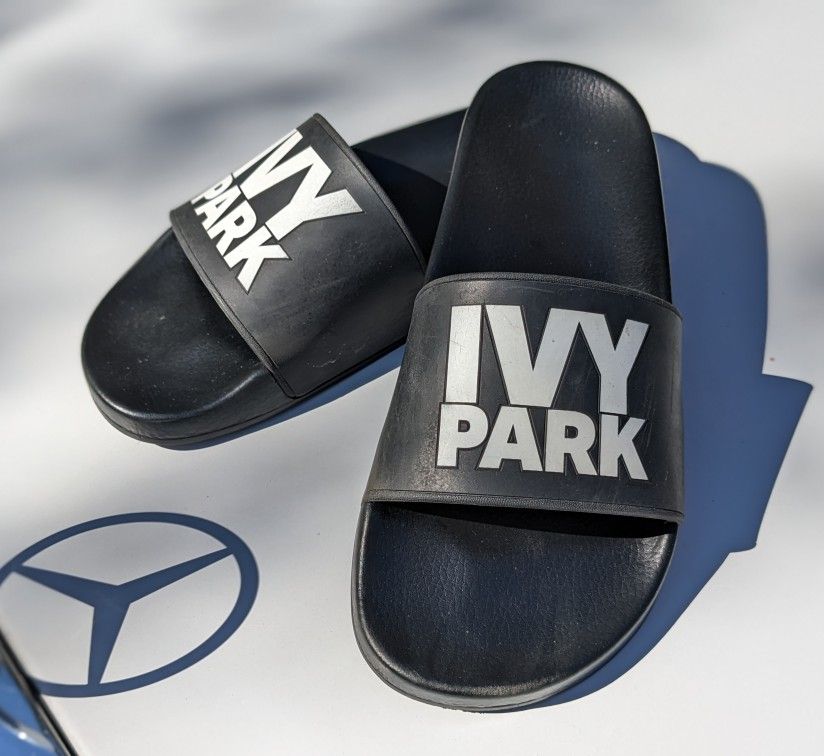 Ivy Park Black White Logo Slides Flip Flop Sandals 8 / 41
