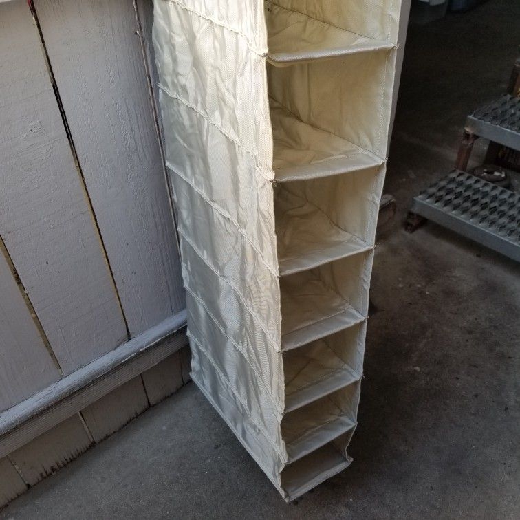 Hanging Shoe Storage Organizer for Closets |10 Pocket Shelves | Natural Canvas