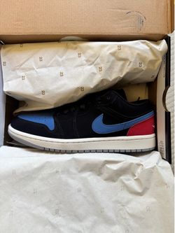 Jordan 1 Low Black Summit White True Blue (553558-049) Men's Size 8.5 and 10.5