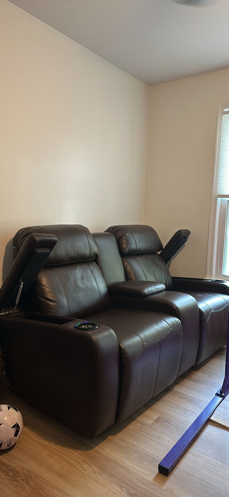 Leather Power Console Loveseat 