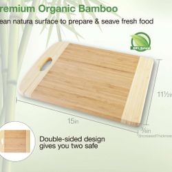 Organic Natural Bamboo Cutting Board 15"x11.5"x¾"