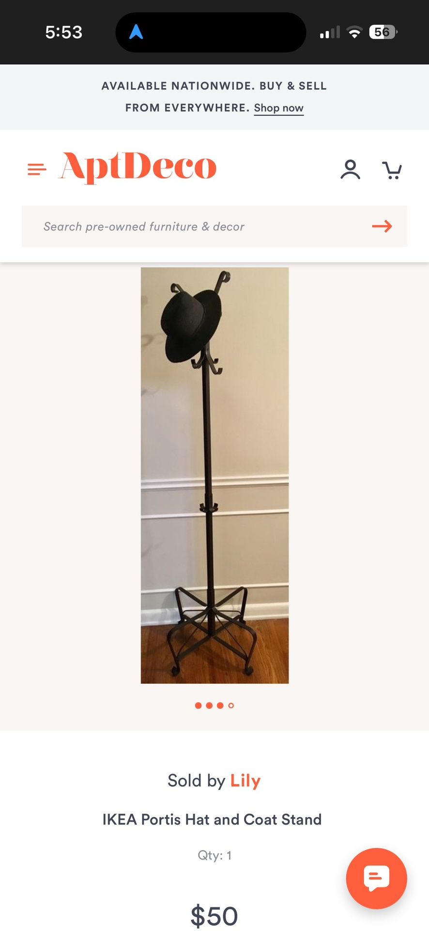 IKEA PORTIS METAL HAT & COAT RACK - COAT STAND TREE 75" High - See My Other Items 😃