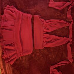 Two Piece Red Skirt And Top