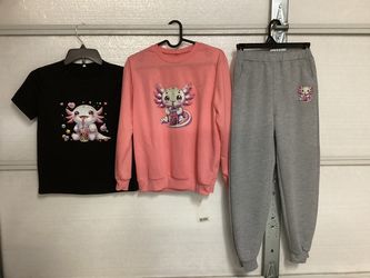 Girls sweatpants sweatshirt, and T-shirt size 11/12