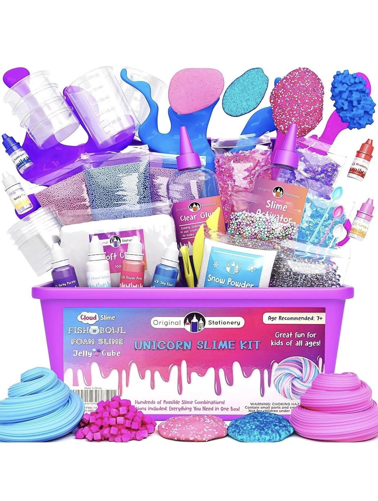 Original Stationery Unicorn Slime Kit, DIY Slime Kit for Girls 7 Years and Up to Make Amazing Unicorn Slimes for Girls and Glow in The Dark Slimes, Fu