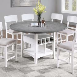 White Counter Height Dining Table Set