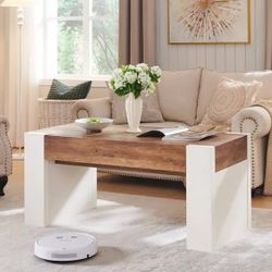 48" Modern Farmhouse Coffee Table With Hidden Storage Drawer,wood Thick Design For Living Room  Product Dimensions 22"D x 48"W x 22"H Item W