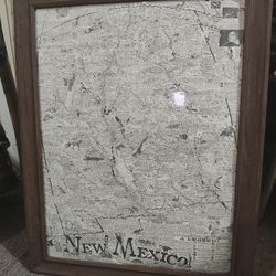 FRAMED MAP OF NEW MEXICO 27x23 