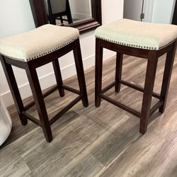 Upholstered Bar Stools with Nailhead Trim (Set of 2)