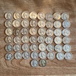 50 Silver Washington Quarters   Dates range from1934 to 1964    90% Silver
