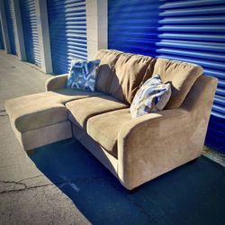 Beige Microfiber Reversible Sectional Sofa