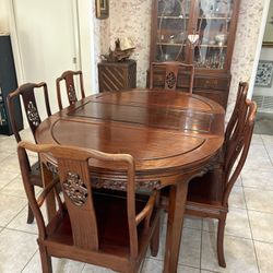 Dining room table - Rosewood, carved birds, Asian flare - MUST GO