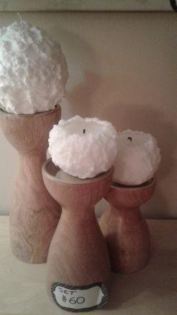 Set of 3 wood candle holders.