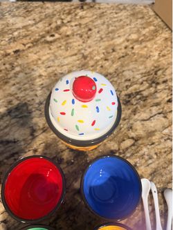 Ceramic Ice Cream Sundae Cookie Jar Set