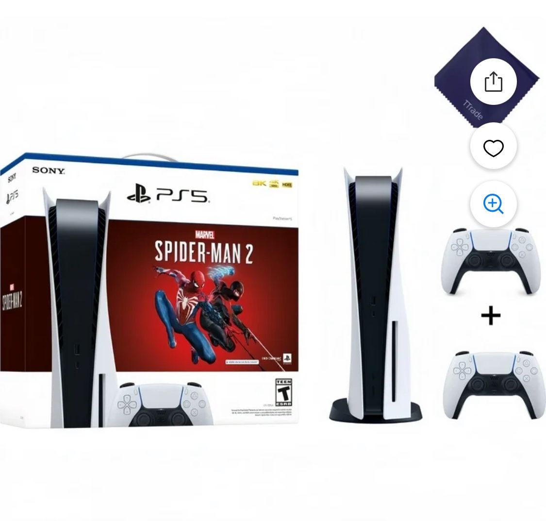 ps5 used includes 2 controllers, charging station for controllers, keyboard, and mouse