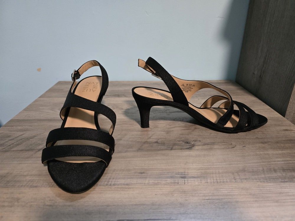 Naturalizer Womans Taimi Dress Sandal Heels Black Fabric Size 7.5 W