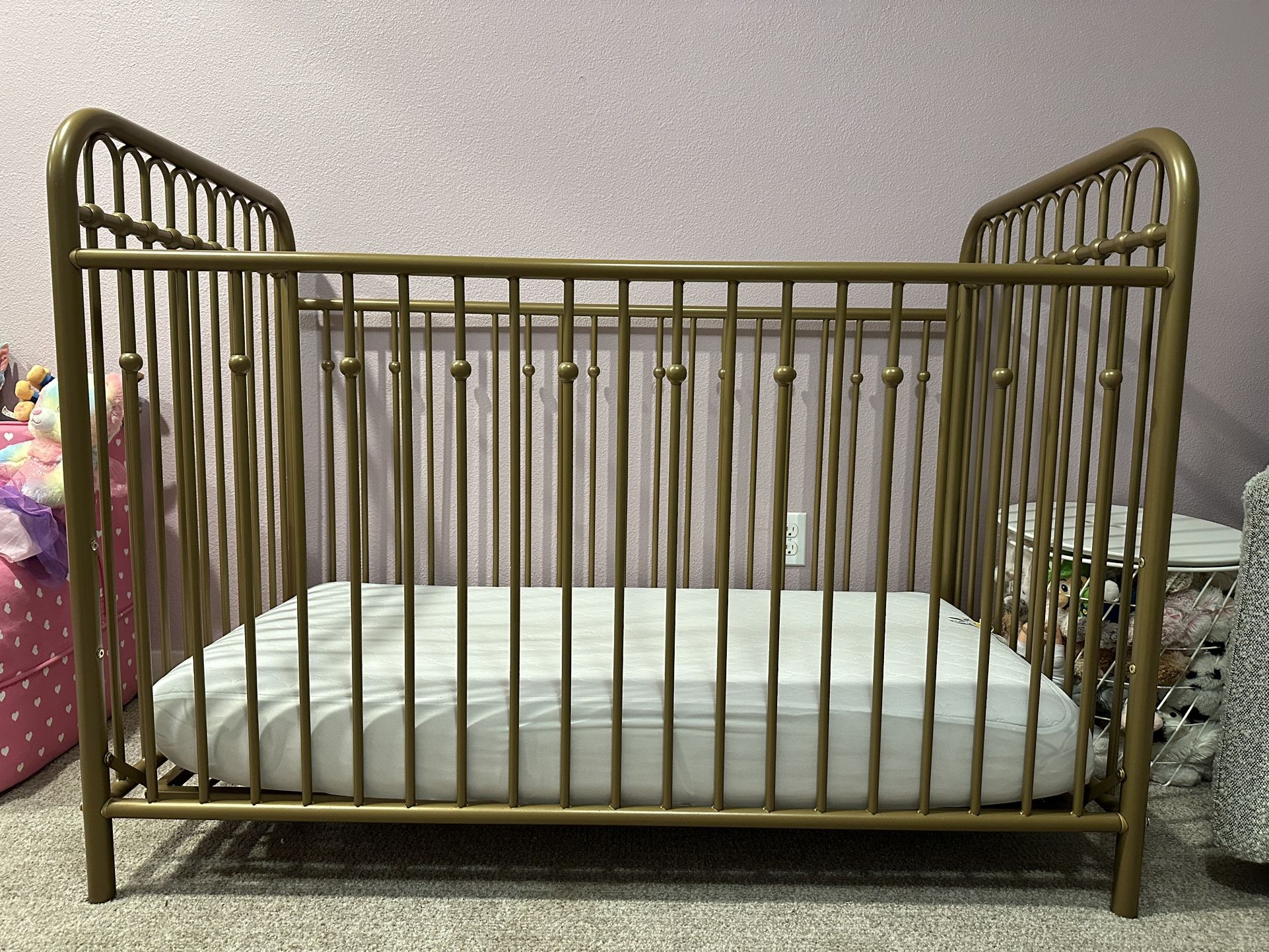 Gold Little Seeds Crib With Toddler Mattress