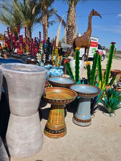 🌺 Fresh Garden Finds! Birdbaths, Planters, Ocotillos & Cacti