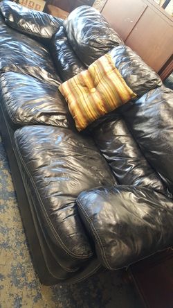 Black leather sofa