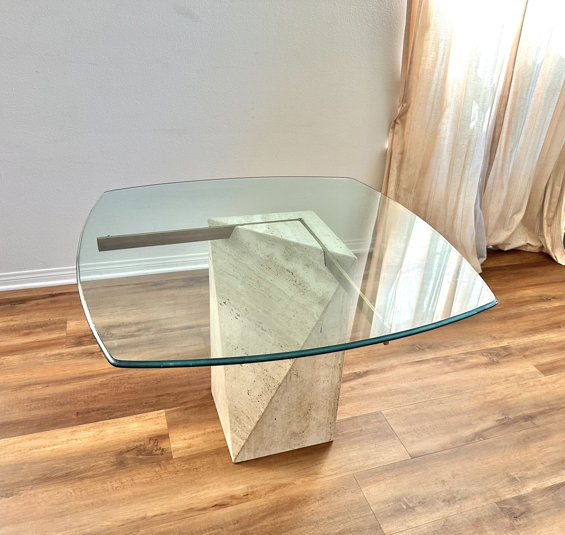 Vintage Table Travertine Glass