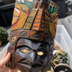 Exotic rare carved wooden mask