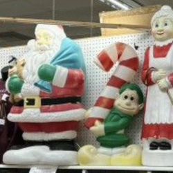 Antique Blown Mold Three piece Christmas set of light up characters