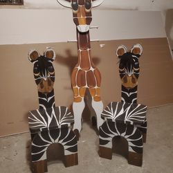 Animal Theme coat rack and two chairs for kids room