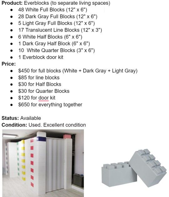 Everblock (price depends on number of blocks)