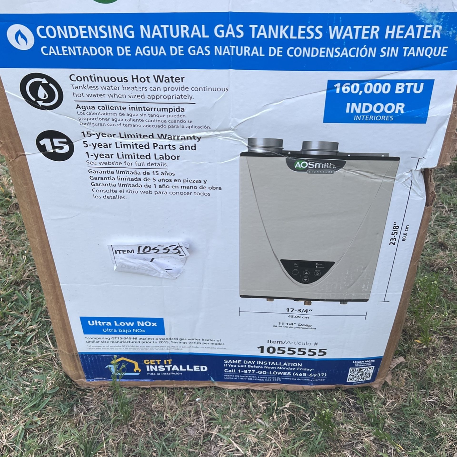 AO Smith Condensing Natural Gas tankless Water Heater