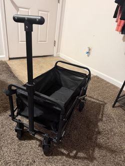 Compact Black Folding Utility Wagon Lightweight Cargo Cart
