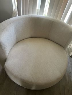 Ashley Furniture Padova Swivel Accent Chair - Ivory - Oversized Round Barrel Chair