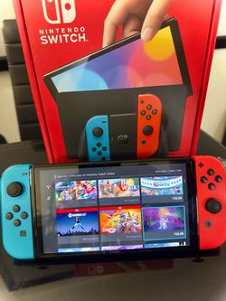 Nintendo Switch - OLED Model w/Neon Red & Neon Blue Joy-Con