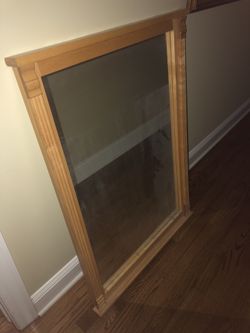 Natural wood framed mirror 29”x40”