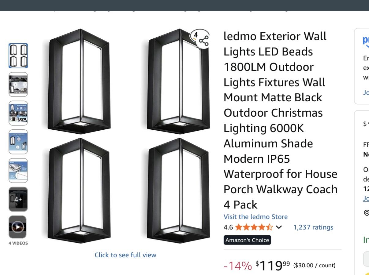 ledmo Exterior Wall Lights LED Beads 1800LM Outdoor Lights Fixtures Wall Mo (SR) MSRP: $129.99 - New - Sealed