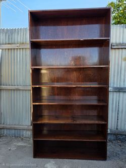 Tall Dark Wood Bookcase 7 Shelves