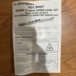 johnson hotshot sound and light laser level kit model 9105