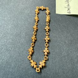 12 Link Chrome Hearts Tiny E Bracelet in 22k Gold