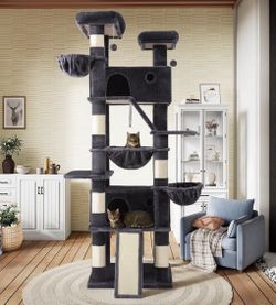 81” Large Cat Tree Tower - Dark Gray, Multi-Level with Condos