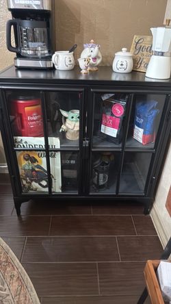 Black Metal Glass Door Display Cabinet